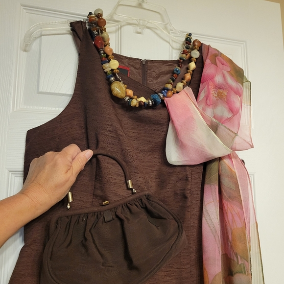 Vintage Fabric Handbag ~ CB Made in USA ~ Satin Lining ~ Attached Coin Purse - Picture 13 of 16